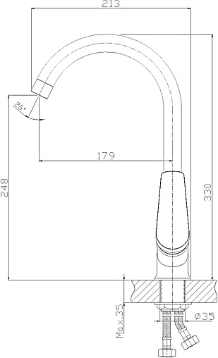 Смеситель для кухни Rossinka бежевый S35-23-Beige