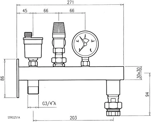 Группа безопасности расширительного бака до 50 кВт ¾&quot; 3 бар WATTS GAG/MR20 10017885