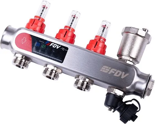 Группа коллекторная с расходомерами 3 отвода 1&quot;в/в x ¾&quot;ек FDV S1103C-2/3