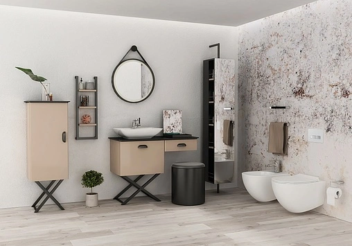 Тумба под умывальник напольная Isvea Bei 100 норка/чёрный 21BE1064100I