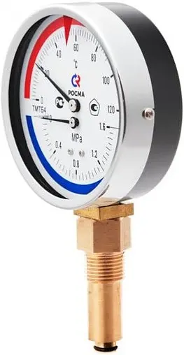 Термоманометр радиальный Росма ТМТБ-31Р.1 80мм 16 бар 120°С гильза 46мм ½&quot; 00000002330