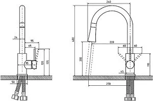 Смеситель для кухни с выдвижным изливом Osgard Forso Black чёрный матовый 87273, 2