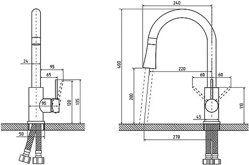 Смеситель для кухни с выдвижным изливом Osgard Forso Black чёрный матовый 87273