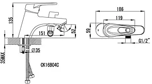 Смеситель на борт ванны на 1 отверстие Lemark Luna хром LM4115C Смеситель на борт ванны на 1 отверстие Lemark Luna хром LM4115C, 2