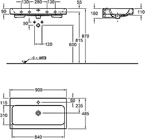Раковина Keramag iCon 90 белый 124090000 Раковина Keramag iCon 90 белый 124090000, 2