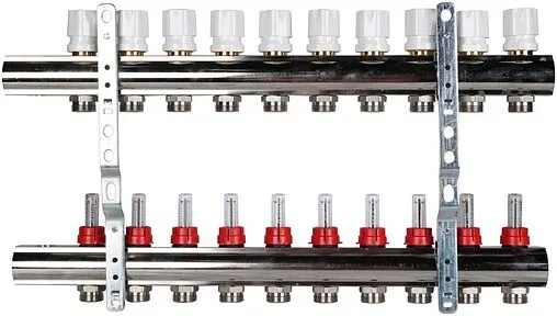 Группа коллекторная с расходомерами 10 отводов 1&quot;в/в x ¾&quot;ек Luxor CD 477/10 15662710N
