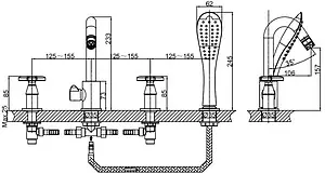 Смеситель на борт ванны на 4 отверстия D&K Hessen Goethe хром DA1384941 Смеситель на борт ванны на 4 отверстия D&K Hessen Goethe хром DA1384941, 2
