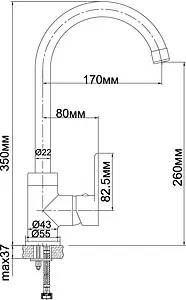 Смеситель для кухни Aquanet Massima хром SD21125, 2
