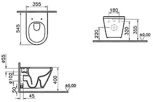 Унитаз подвесной безободковый VitrA Allegro Rim-Ex белый 7041B003-6231, 2