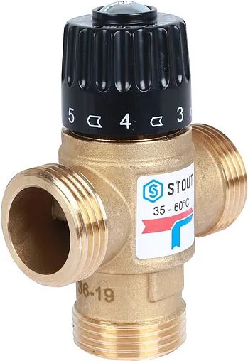Трехходовой термостатический смесительный клапан 1&quot; +35...+60°С Kvs 1.6 Stout SVM-0120-166025