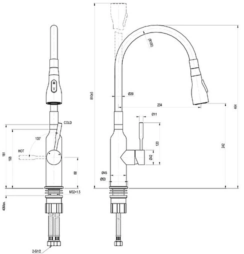 Смеситель для кухни Lemark Expert хром/серый LM5082S-Gray