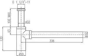 Сифон бутылочный для раковины Rav Slezak чёрный матовый MD0232CMAT Сифон бутылочный для раковины Rav Slezak чёрный матовый MD0232CMAT, 2