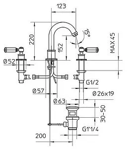 Смеситель для раковины Bossini Liberty хром Z001302.030, 2
