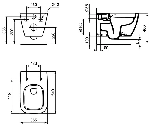 Комплект 4 в 1 Ideal Standard I.Life B RimLS+ RI461402