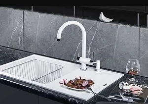 Смеситель для кухни с подключением к фильтру Omoikiri Yamada-WH белый/хром 4994227, 3