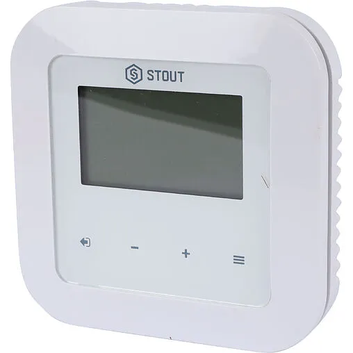 Проводной комнатный терморегулятор для контроллеров I-2, I-3 и I-3 Plus с коммуникацией RS Stout RI-1 белый STE-0101-001007