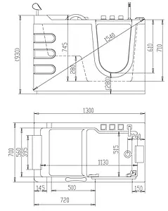 Ванна акриловая Abber 130x70 R AB9000 C R Ванна акриловая Abber 130x70 R AB9000 C R, 2