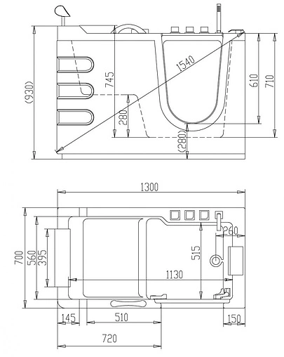 Ванна акриловая Abber 130x70 R AB9000 C R