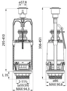 Комплект арматуры для бачка однорежимный ½&quot; пластик боковой IDDIS Optima Home тип А F012400-0005, 2