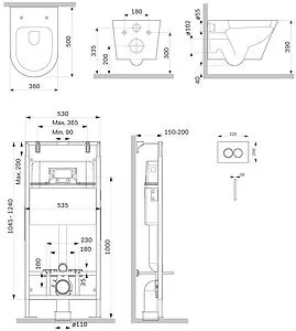 Комплект 6 в 1 Am.Pm Sense FlashClean IS100101.741701 с кнопкой белый глянцевый Комплект 6 в 1 Am.Pm Sense FlashClean IS100101.741701 с кнопкой белый глянцевый, 2