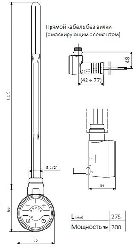 Блок управления Terma MOA-MS 200 Вт хром WEMOA02TCROM