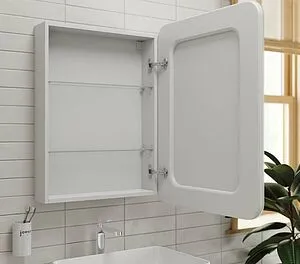 Шкаф-зеркало Jorno Bosko 60 с подсветкой и часами белый Bos.03.60/W, 4