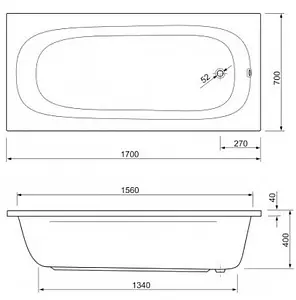 Ванна акриловая Cezares Piave 170x70 Ванна акриловая Cezares Piave 170x70, 2