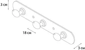 Планка с 3-мя крючками Fixsen Equipment хром FX-1413 Планка с 3-мя крючками Fixsen Equipment хром FX-1413, 2