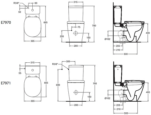 Чаша унитаза Ideal Standard Connect Cube белый E803701
