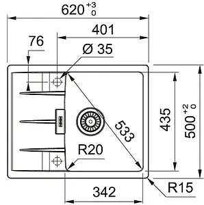 Мойка кухонная Franke Fragranite CNG 61½11-62 белый 114.0639.676 Мойка кухонная Franke Fragranite CNG 61½11-62 белый 114.0639.676, 2