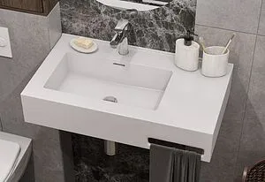 Раковина Aquaton Квадро Про 80 L с полотенцедержателем белый 1A734431QA01L, 5