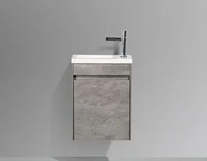 Тумба-умывальник подвесная BelBagno PIETRA MINI 40 R Stucco Cemento PIETRA MINI-400-1A-SO-SCM-R+BB-460-PM-LVB Тумба-умывальник подвесная BelBagno PIETRA MINI 40 R Stucco Cemento PIETRA MINI-400-1A-SO-SCM-R+BB-460-PM-LVB, 3
