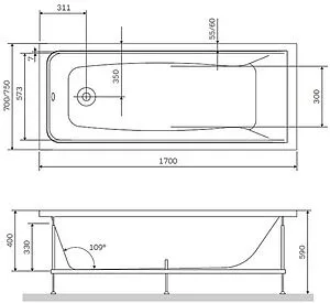 Ванна акриловая Am.Pm Gem 170x70 W90A-170-070W-A1 Ванна акриловая Am.Pm Gem 170x70 W90A-170-070W-A1, 2
