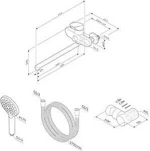 Смеситель для ванны с длинным изливом Am.Pm Like хром F8095000 Смеситель для ванны с длинным изливом Am.Pm Like хром F8095000, 2
