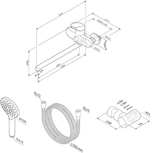 Смеситель для ванны с длинным изливом Am.Pm Like хром F8095000