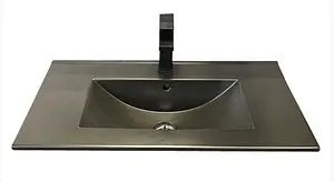 Тумба-умывальник подвесная Comforty Франкфурт 75 дуб шоколадно-коричневый/чёрный 00-00000889CF, 3