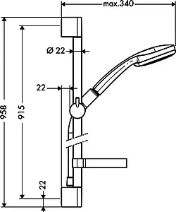 Душевая стойка Hansgrohe Croma 100 1jet 90см хром 27724000 Душевая стойка Hansgrohe Croma 100 1jet 90см хром 27724000, 2