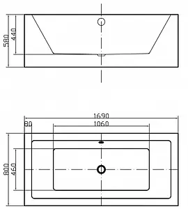 Ванна акриловая отдельностоящая Swedbe Vita 169x80 8824, 3