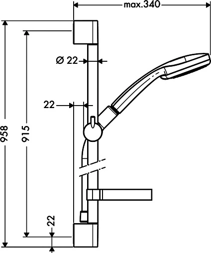 Душевая стойка Hansgrohe Croma 100 1jet 90см хром 27724000 Душевая стойка Hansgrohe Croma 100 1jet 90см хром 27724000