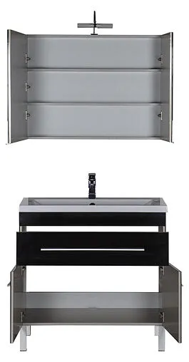 Шкаф-зеркало Aquanet Верона 90 L чёрный 00172340 Шкаф-зеркало Aquanet Верона 90 L чёрный 00172340