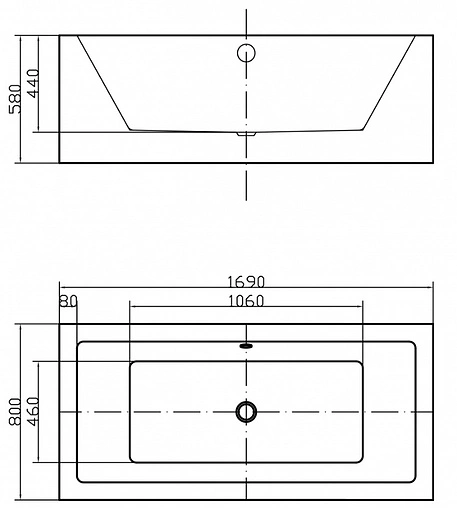 Ванна акриловая отдельностоящая Swedbe Vita 169x80 8824