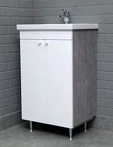 Тумба-умывальник напольная Домино Промо 50 бетон/белый DP2616T+S-UM-COM50/1-w, 5