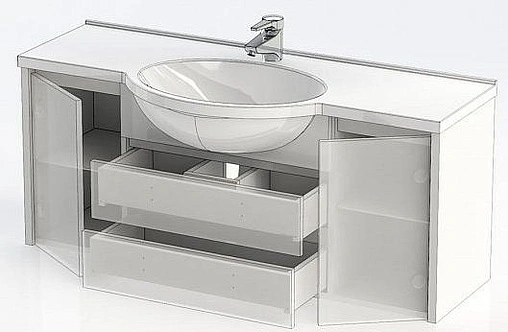 Тумба-умывальник подвесная Aquanet Лайн 120 белый 00164938+00164744