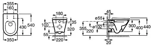 Комплект 4 в 1 Roca Gap Rоund Rimless Set 1.1