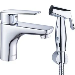 Смеситель для раковины с гигиеническим душем Swedbe Mars хром 1760 Смеситель для раковины с гигиеническим душем Swedbe Mars хром 1760, 1