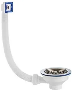 Выпуск с корзиной для мойки с прямоугольным переливом Wirquin хром 30980644 Выпуск с корзиной для мойки с прямоугольным переливом Wirquin хром 30980644, 1