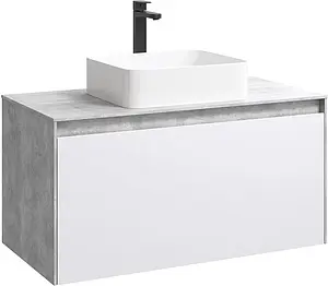 Тумба под умывальник подвесная Aqwella Mobi 100 бетон светлый MOB0110BS Тумба под умывальник подвесная Aqwella Mobi 100 бетон светлый MOB0110BS, 3