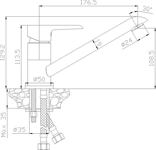 Смеситель для кухни Rossinka белый/хром W35-21