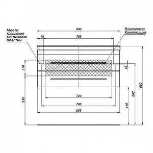 Тумба под умывальник подвесная Aquanet Нота 90 белый 00171492, 3