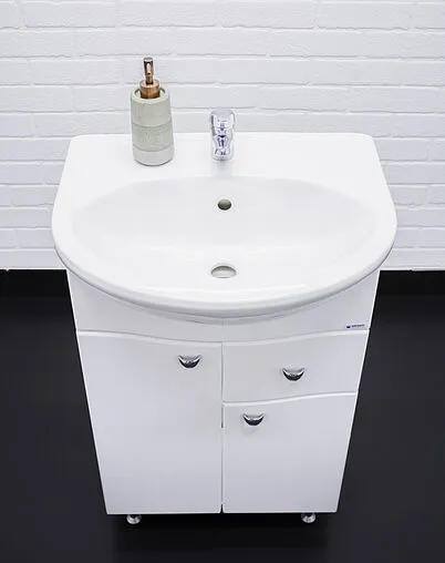 Тумба-умывальник напольный Айсберг Волна 55 белый DA1017T+Вн МуБ03